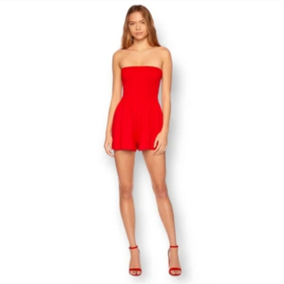Rio Euro Summer Strapless Blouson Tube Romper Perfect Red Strapless XS - Picture 14 of 15